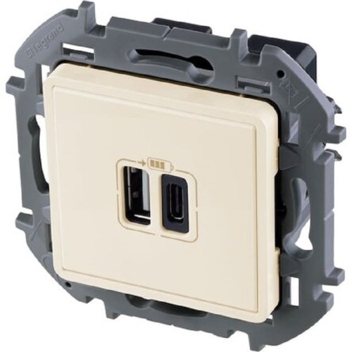 Розетка USB тип A+С без рамки Legrand Inspiria 2-м. 3000мА слоновая кость картинка